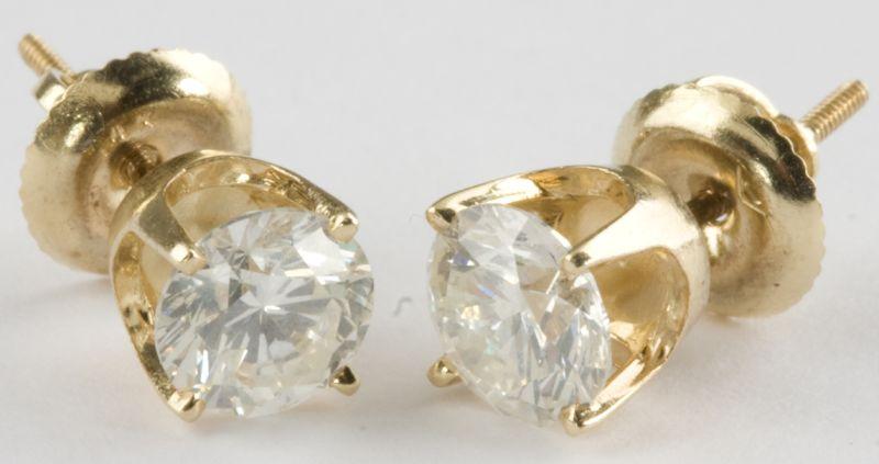 Appraisal: Pair of KT Yellow Gold and Diamond Post Earrings each