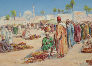 Appraisal: Arthur Keith British th th century- African Market gouache signed