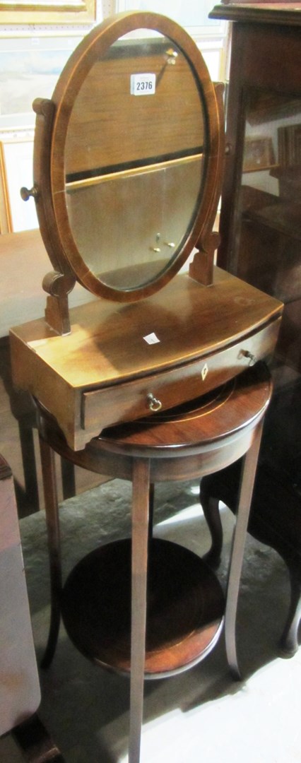 Appraisal: A th century mahogany toilet mirror with single drawer base