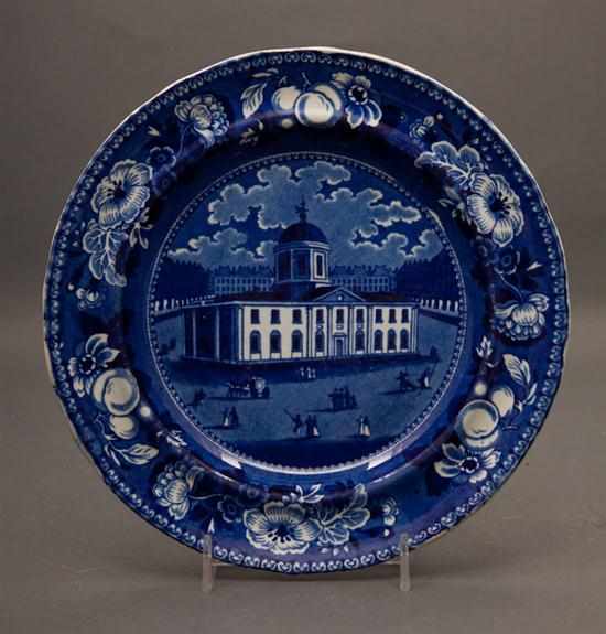 Appraisal: Staffordshire historic blue transferware cabinet plate ''Court House Baltimore'' first