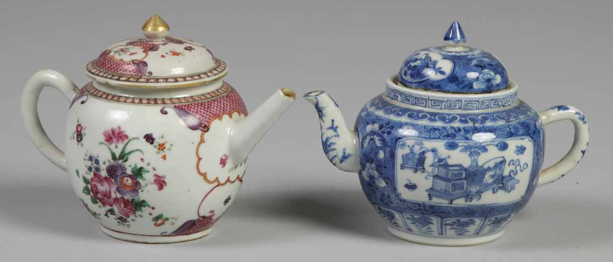 Appraisal: Chinese Export Teapots L Small nick to spout tight hairline