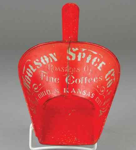 Appraisal: WOOLSON SPICE CO AD SCOOP Tin scoop painted in red