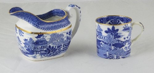 Appraisal: A Spode blue and white cream jug transfer printed Willow