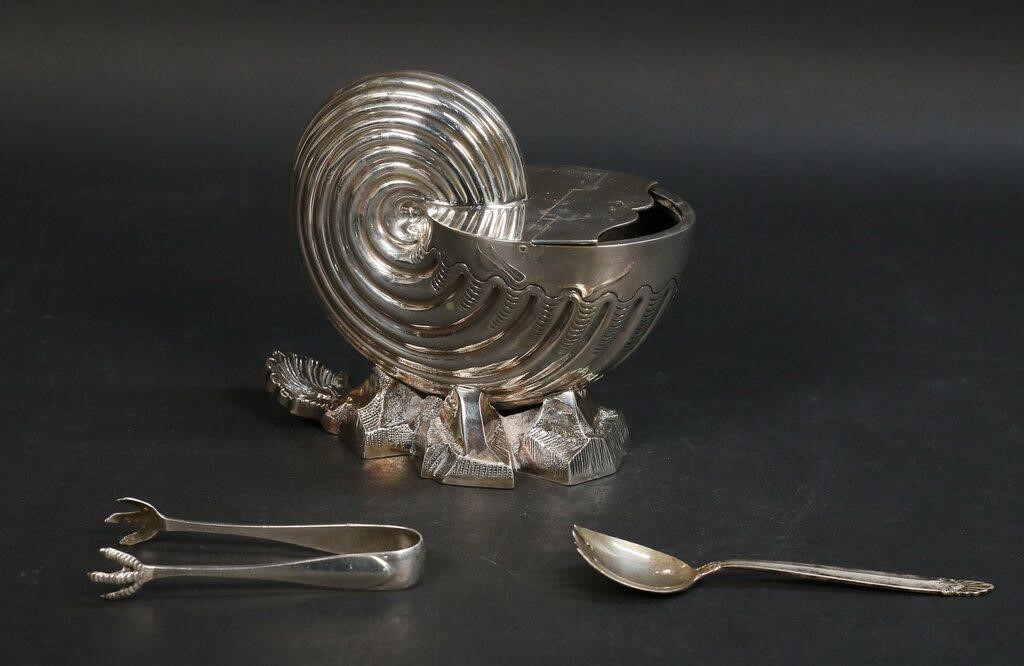 Appraisal: SHEFFIELD SILVERPLATE SPOON WARMERSheffield silverplate spoon warmer and two sterling