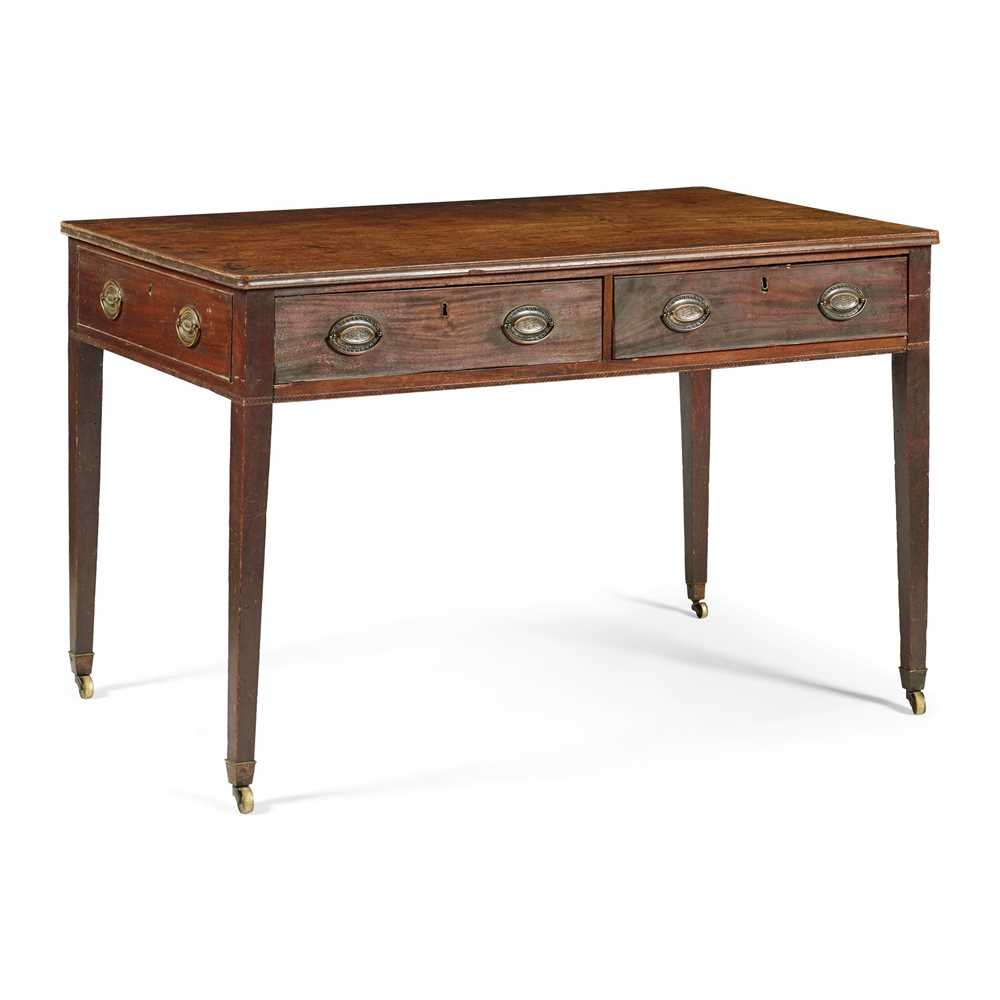 Appraisal: GEORGE III MAHOGANY LIBRARY TABLE TH CENTURY the rounded rectangular