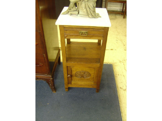 Appraisal: MARBLE TOP BEDSIDE CABINET