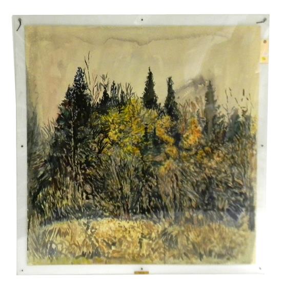 Appraisal: Lucien Day American b Tamaracks watercolor on paper depicts a