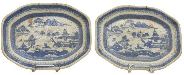 Appraisal: lot of Chinese blue and white porcelain platters depicting village