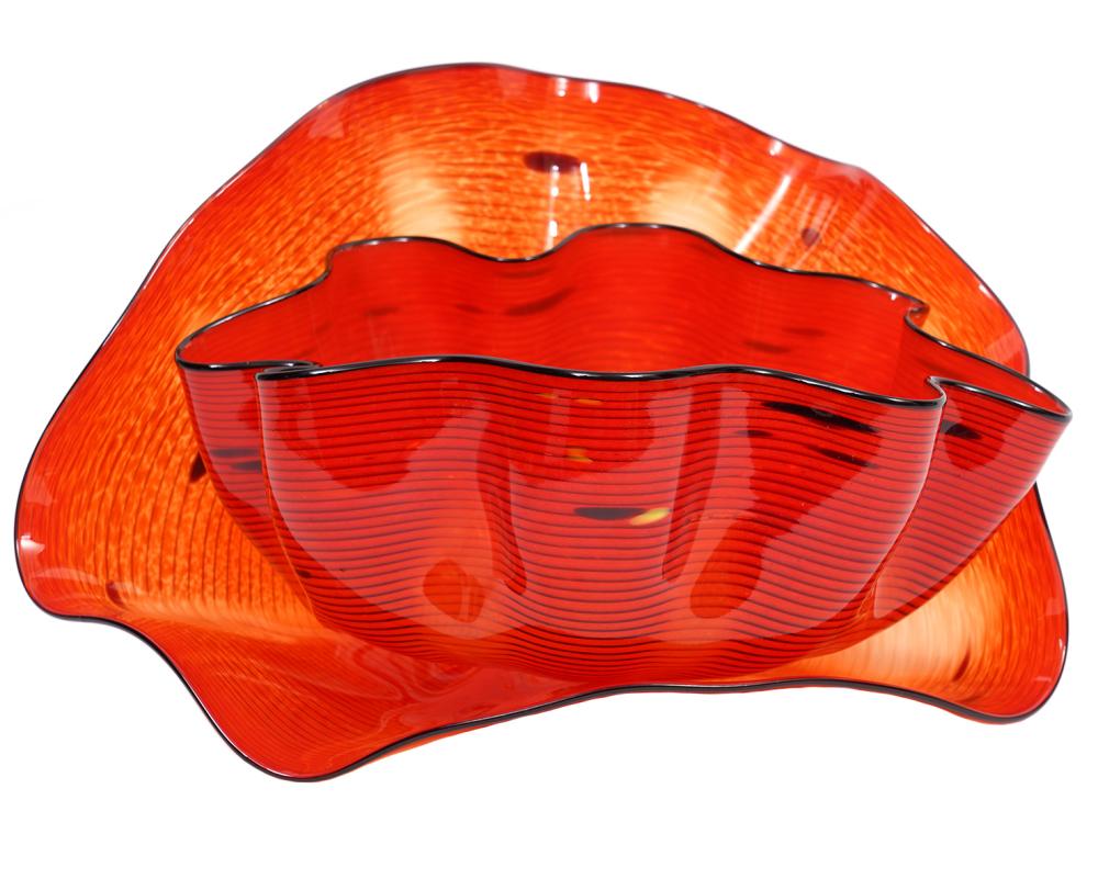 Appraisal: DALE CHIHULY PIECE RED ART GLASS BOWLSDale Chihuly American Born