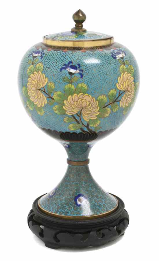 Appraisal: A Chinese Cloisonne Lidded Vase having a bulbous top raised