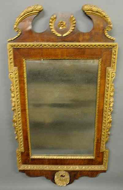 Appraisal: Georgian mahogany mirror c with gilt decoration broken arch crest