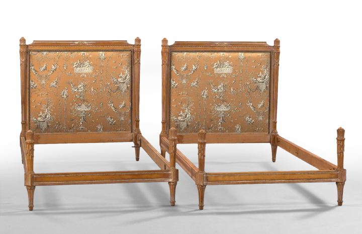 Appraisal: Pair of Louis XVI-Style Fruitwood Twin Beds th century each