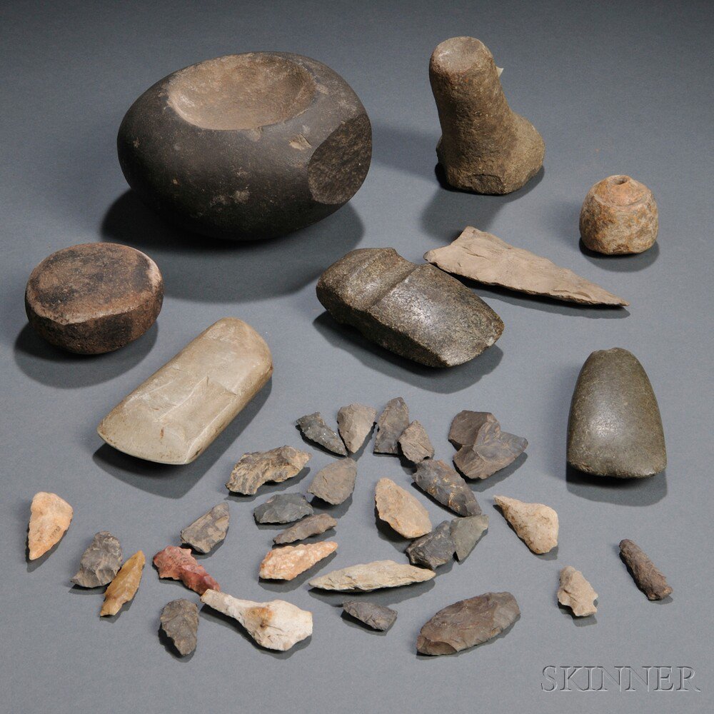 Appraisal: Collection of Prehistoric Stone Material included celts grinders points etc