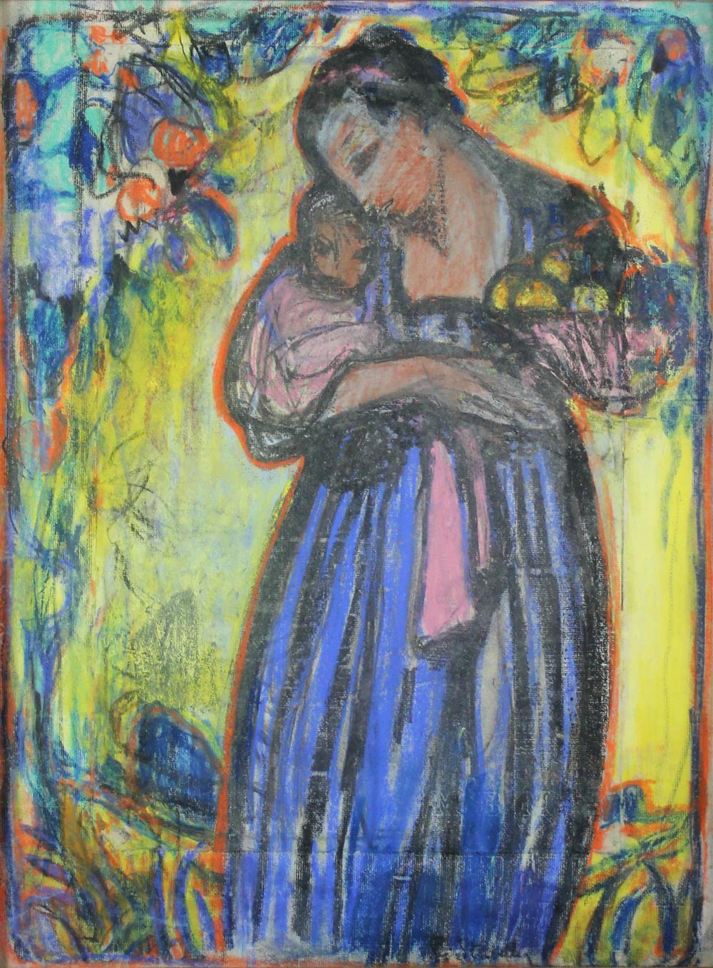 Appraisal: RODOLPHE STREBELLE BELGIAN - MOTHERHOOD Pastel and oil on paper