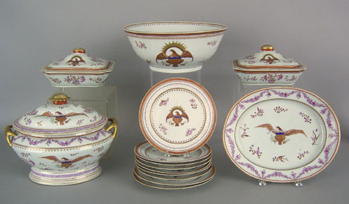 Appraisal: Chinese export porcelain dinner service ca decorated with American eagles