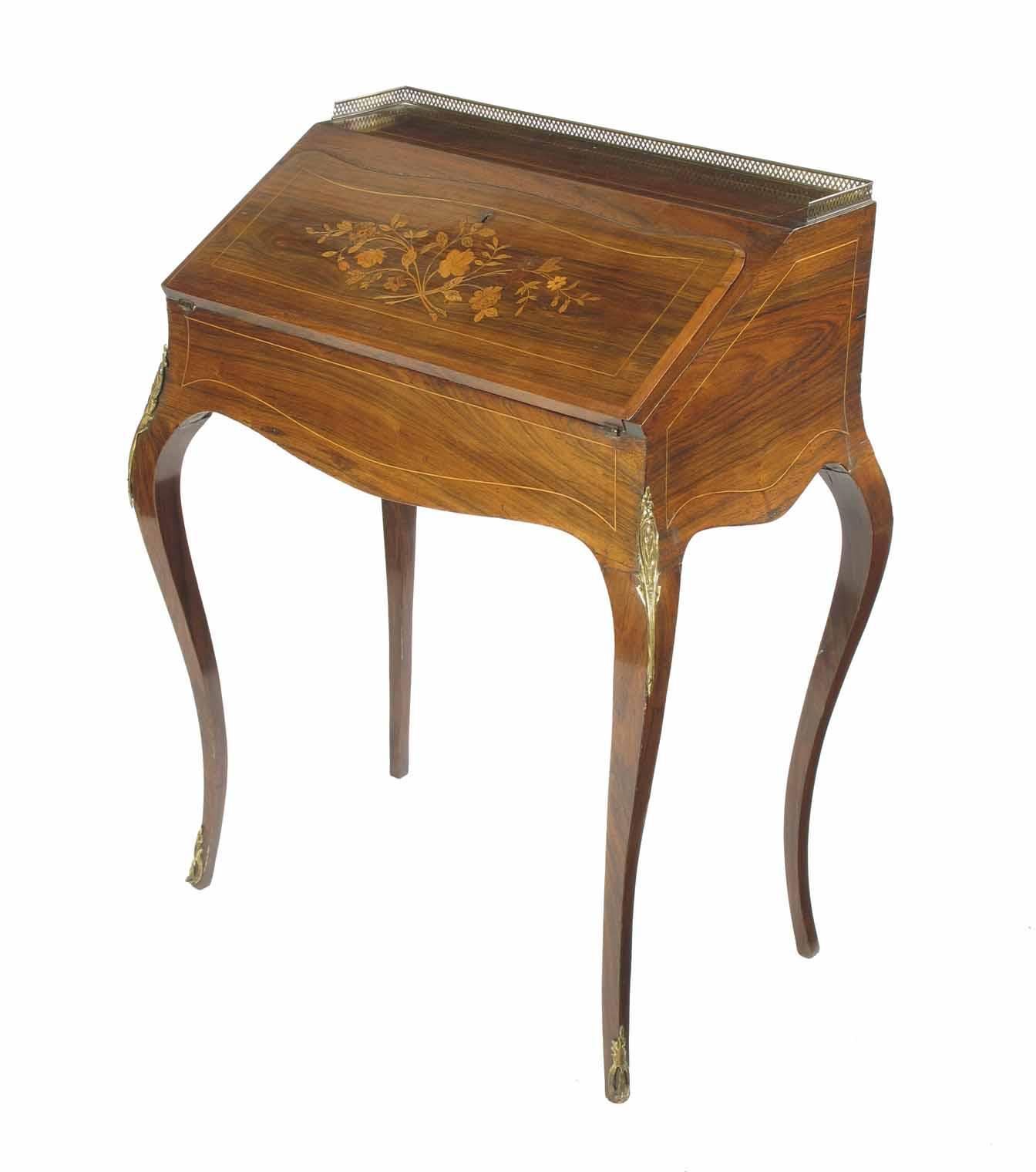 Appraisal: A late th century French rosewood bureau de dame