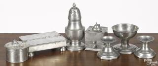 Appraisal: Pewter tablewares th c mostly English to include a shaker