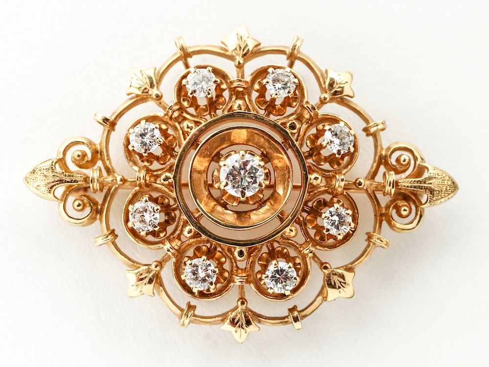 Appraisal: K Gold Diamonds ct Total Pendant Brooch K yellow gold