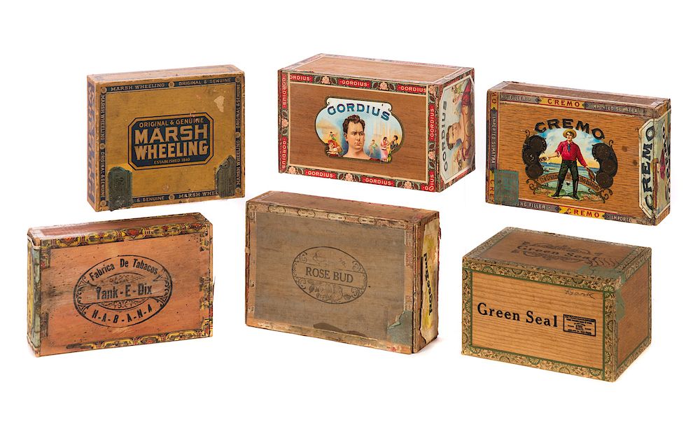 Appraisal: Antique Cigar Boxes Good original condition Please Email or call