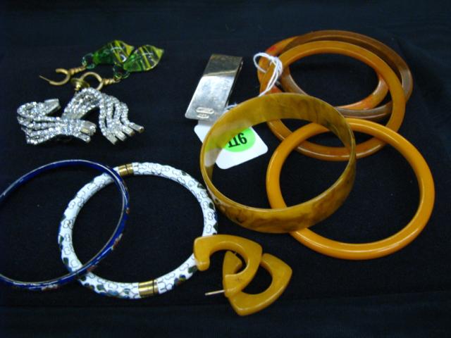 Appraisal: Group of vintage costume jewelry including five vintage bangle bracelets