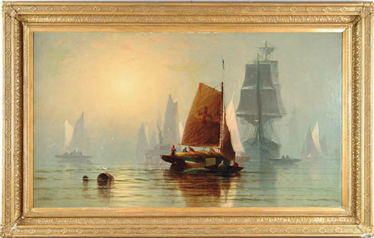 Appraisal: HENRY HOBART NICHOLS American - HARBOR SCENE WITH SHIPS Large