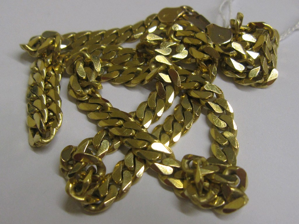 Appraisal: Nine carat gold flat curb link necklace cm Approx gms