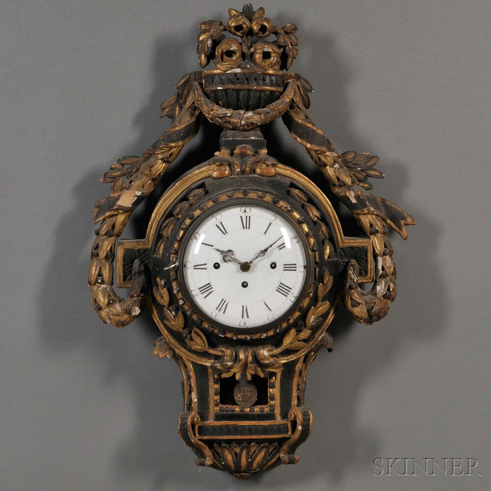 Appraisal: Louis XVI-style Painted Wall Clock mid to late th century