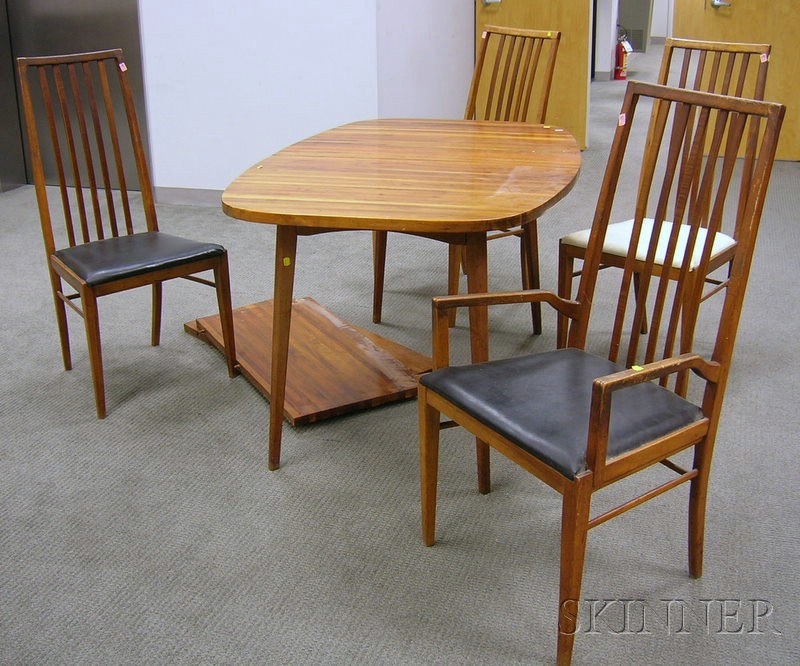 Appraisal: Modern Butcher Block Style Dining Table with Four Chairs