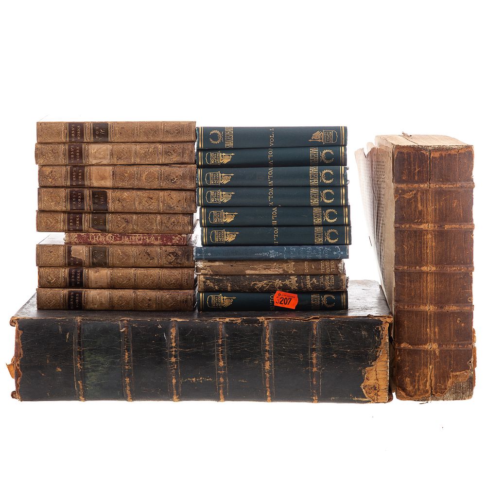 Appraisal: Assorted Antiquarian Book Sets Two Bibles Includes volumes of Robert