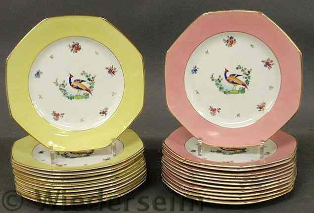 Appraisal: Set of twenty-four English dessert plates twelve with yellow borders