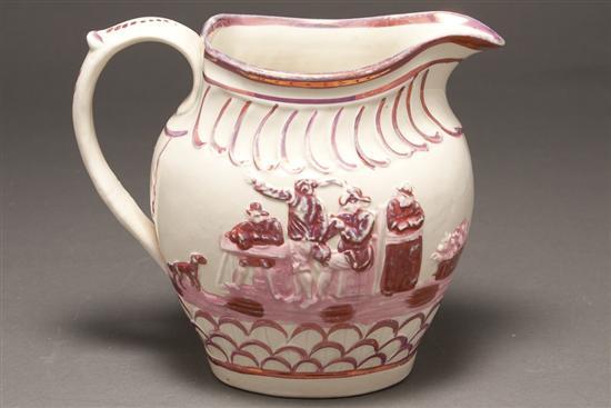 Appraisal: English pink lustreware ceramic jug first quarter- th century molded