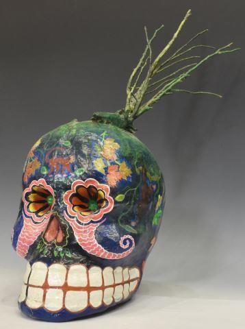 Appraisal: Folk art painted papier-mache skull Felipe Linares Mexico City b