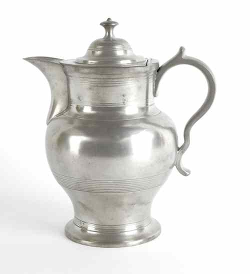 Appraisal: New York pewter pitcher ca bearing the touch of Henry