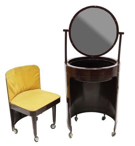 Appraisal: piece set Italian modern Silvi compact vanity and chair attributed