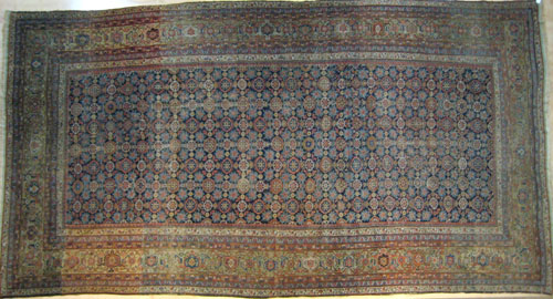 Appraisal: Malayer carpet ca with overall floral design on a navy