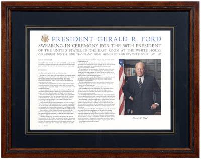 Appraisal: Gerald R Ford signed document print of oath of Office