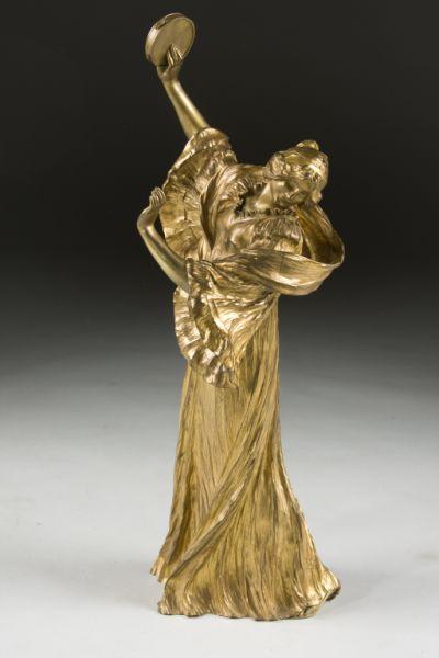 Appraisal: Agathon L onard French - Dancer gilt bronze the figure