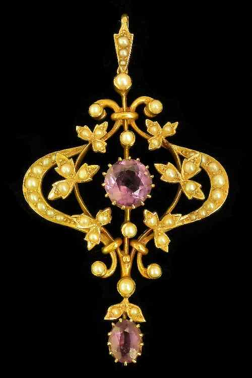 Appraisal: A late Victorian ct gold mounted seed pearl and amethyst