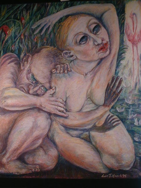 Appraisal: Louis Tilbrook Hope and Fear pastel portrait of two nudes