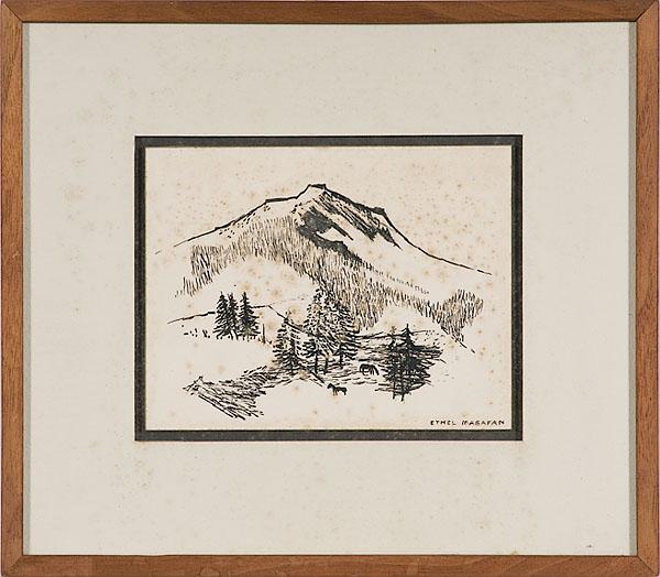 Appraisal: ETHEL MAGAFAN AMERICAN - COLORADO MOUNTAIN SCENE Ink on board