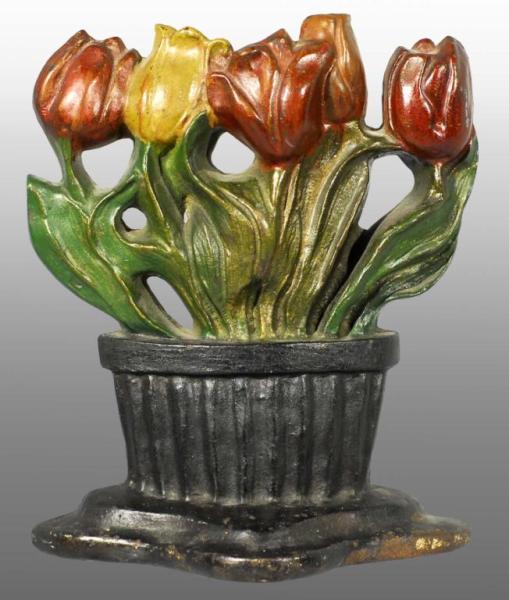 Appraisal: Cast Iron Tulip Flower Doorstop Description Signed c Albany Fdry