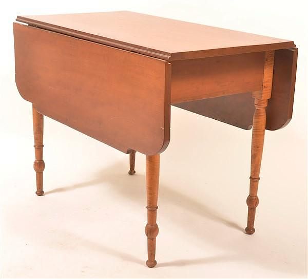 Appraisal: PA Sheraton Cherry Tiger Maple Table Pennsylvania Sheraton Cherry and