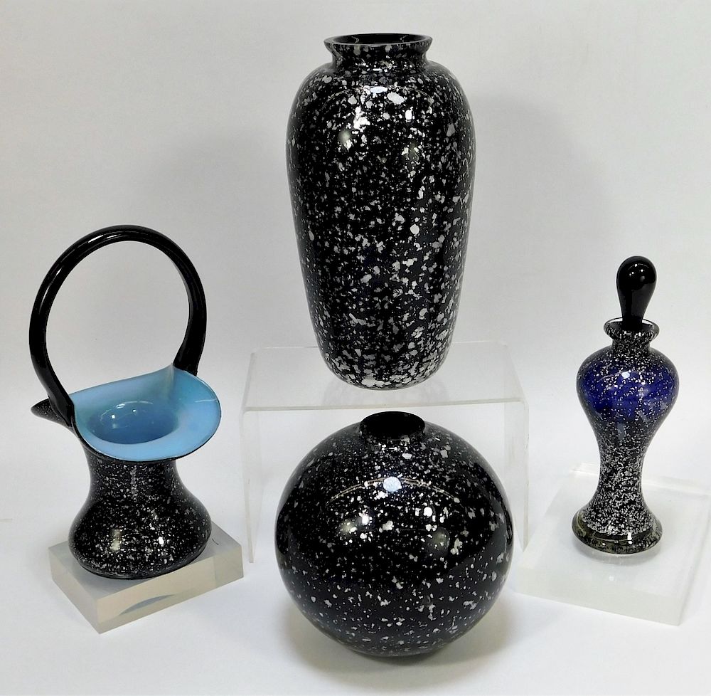 Appraisal: PC Welz Salt and Pepper Bohemian Art Glass Group Bohemia