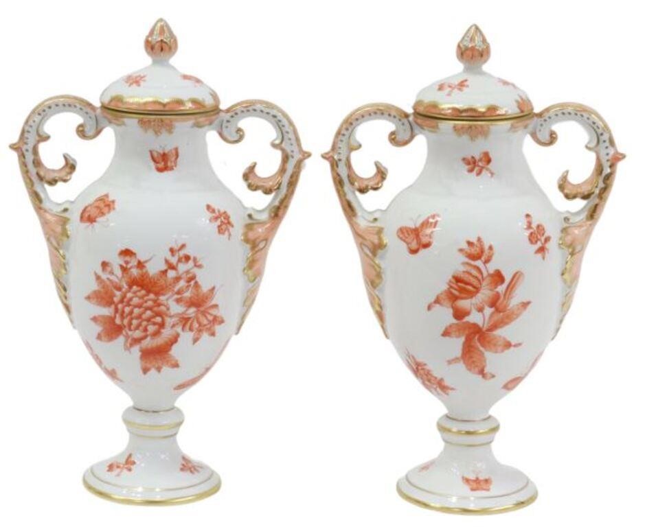 Appraisal: lot of Herend porcelain lidded vases urns in the Fortuna