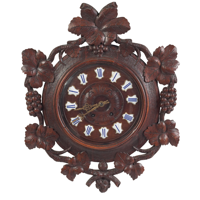 Appraisal: French clock deeply carved fruit and leaf design surrounds a