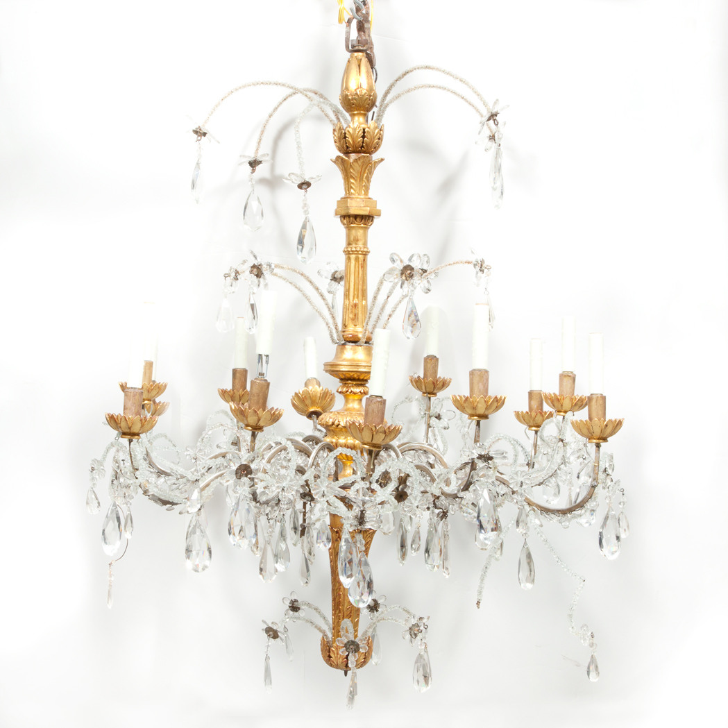 Appraisal: Transitional Louis XV XVI Style Gilt-Wood Chandelier th Century With