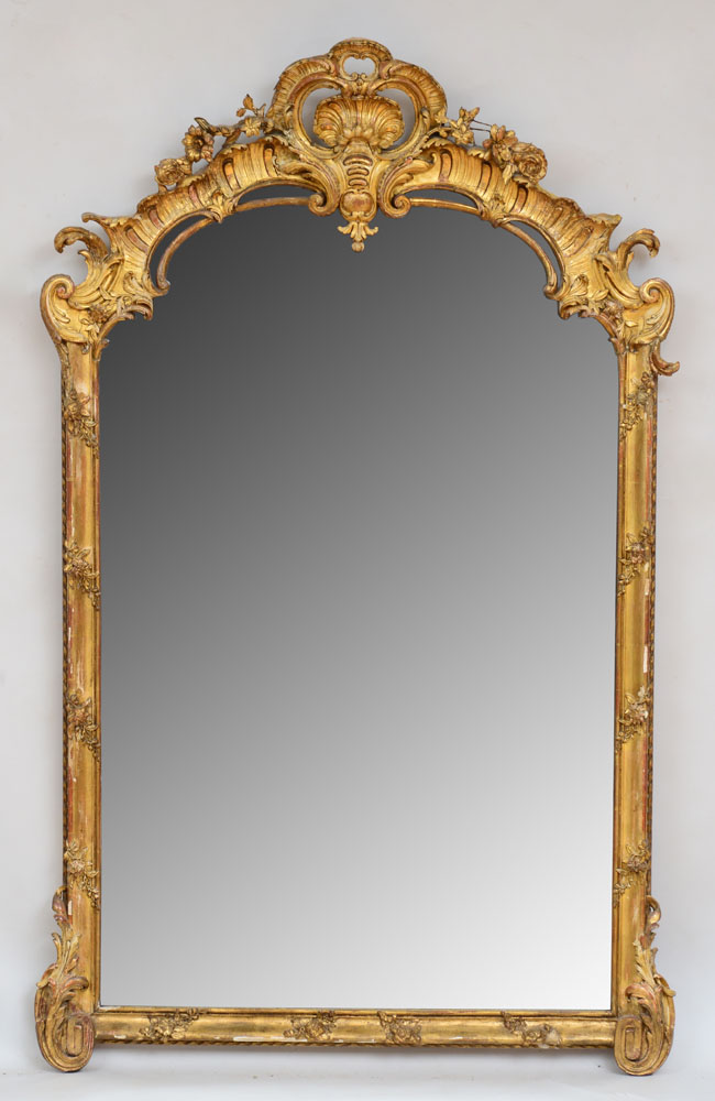 Appraisal: CONTINENTAL ROCOCO GILTWOOD MIRROR PROBABLY ITALIAN ft in x in