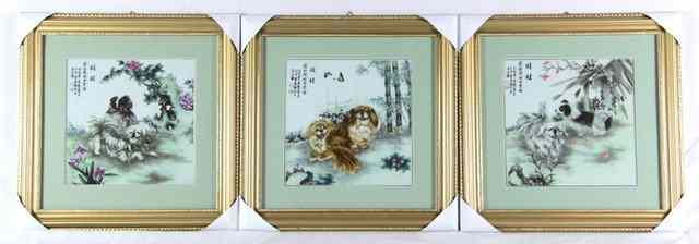 Appraisal: Chinese School st Century PEKINESE DOGS signed and dated painted