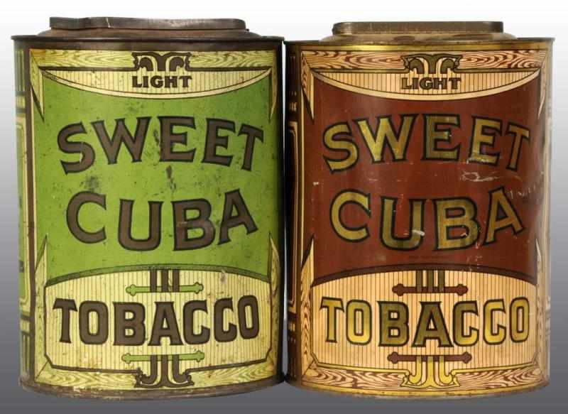 Appraisal: Lot of Sweet Cuba Tobacco Canisters Description Green and brown