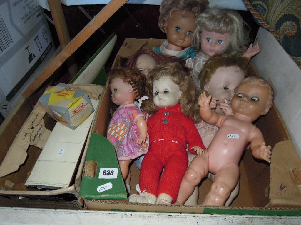 Appraisal: A varied collection of seven plastic dolls and a Mamod